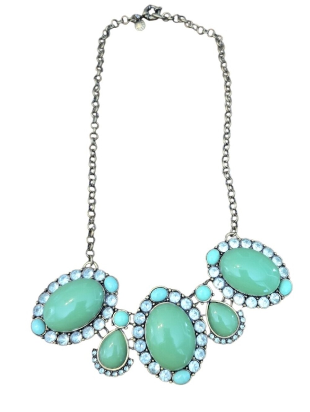 J Crew Vintage Green Cabochon Bib Necklace In EUC